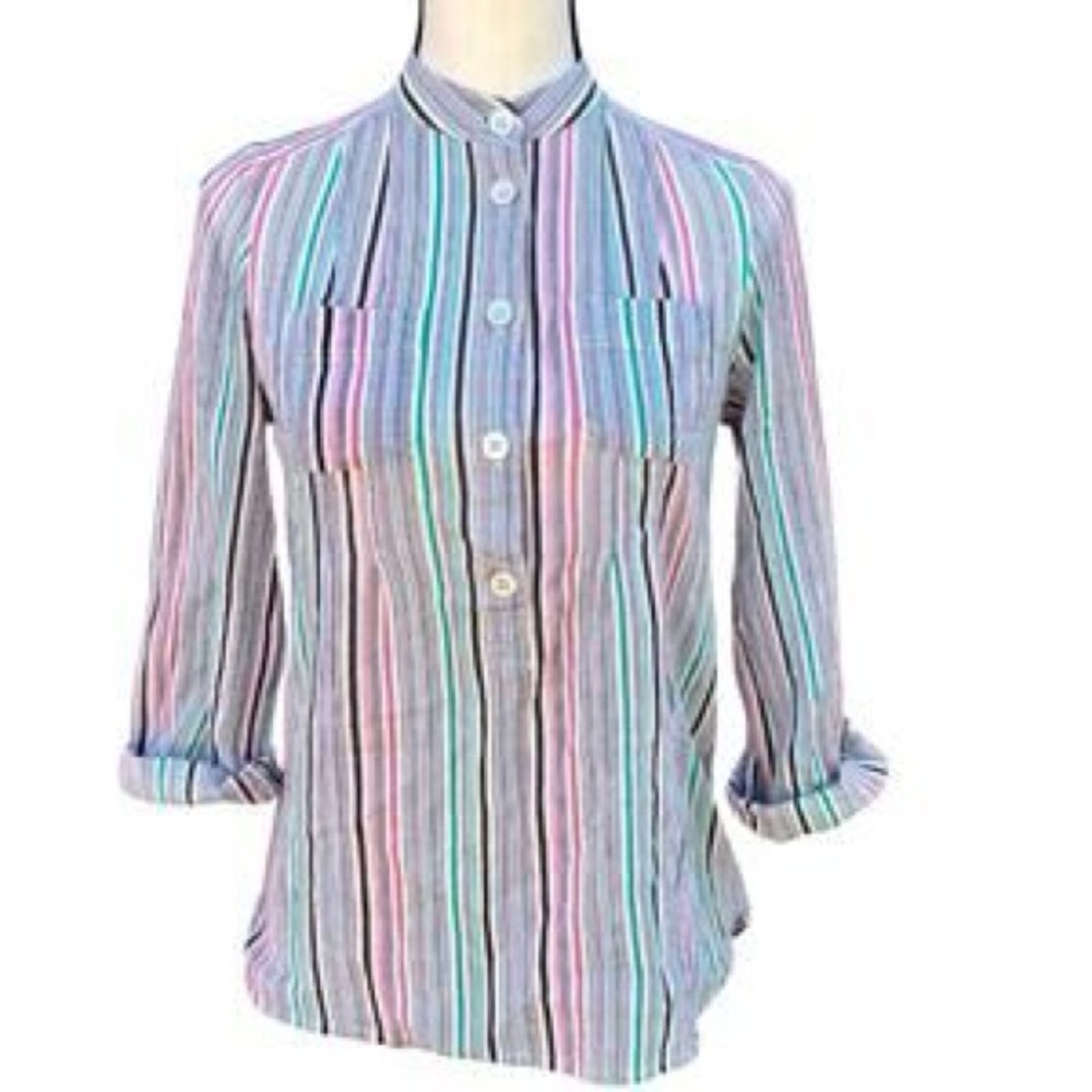Marc Jacobs | Multicolor Striped Button Down Top | 3/4 Sleeves